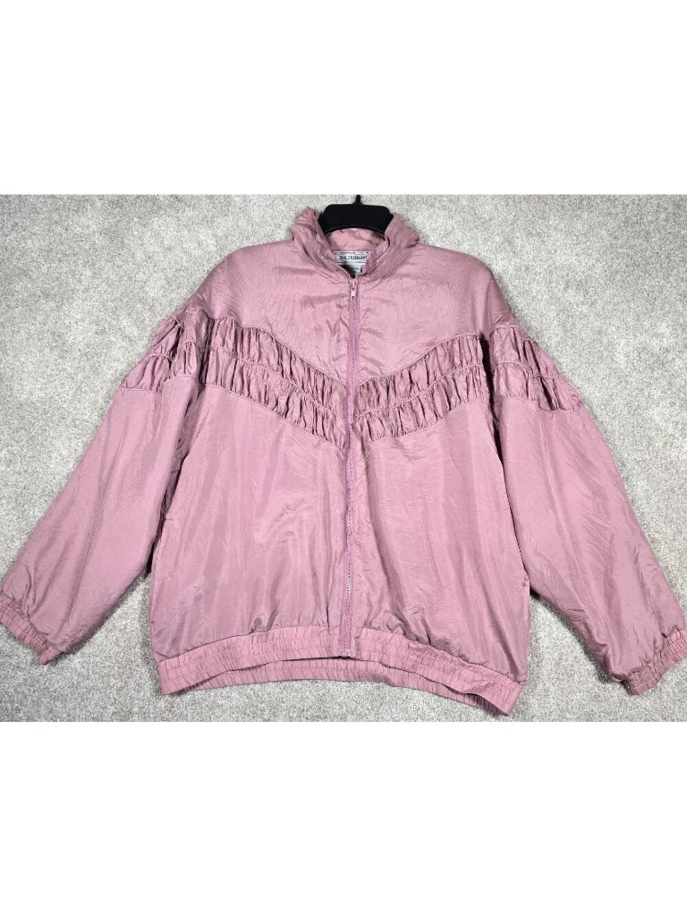 Silk Exchange Vintage Track Jacket Full Zip Windbreaker Mauve Lined Women's L
